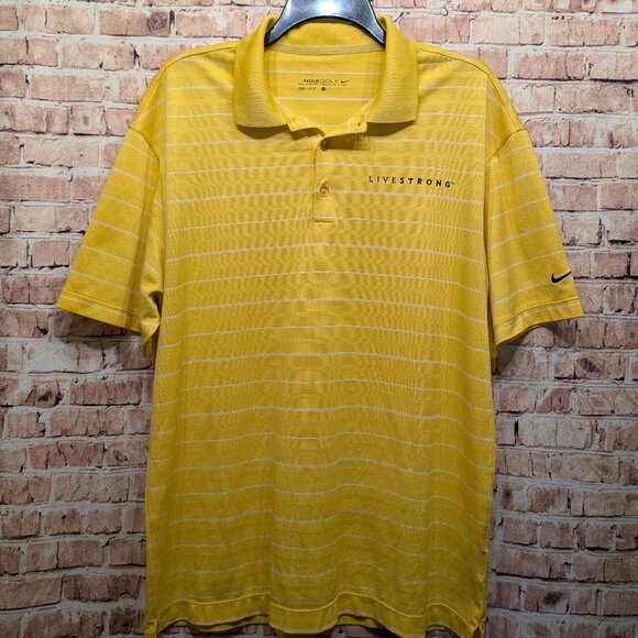 Nike Gold Dri-Fit Live Strong Yellow Polo Size Large - Picture 1 of 9